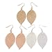 Produktbild Ohrringe in Blattform, filigranes Blatt-Design, gold/rotgold/silberfarben, 65 mm lang, 3 Paar