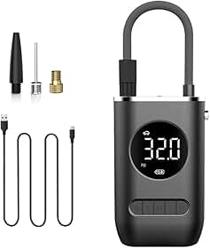 Compressor de ar portátil com inflador de pneu mini com bateria recarregável de 4000 mAh, bomba de pneu sem fio 150 PSI, luz de emergência LED, bomba de ar calibre de pressão para carro bicicleta motocicleta bola inflável