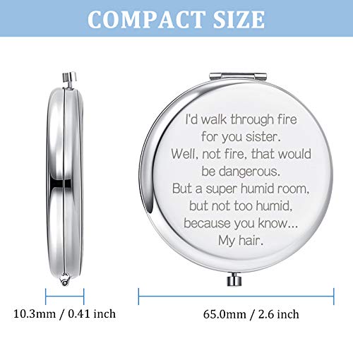 4 Pieces Compact Mirror Christmas Gift From Sister To My Sister Friends Funny Pocket Makeup Mini Mirror Graduation Birthday Gift Engraved Mirror For Her Birthday Sisters, Soul Sister #TOP6
