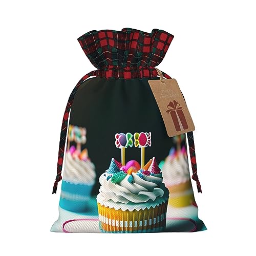 Bolsas de regalo de Navidad con cordón para tartas de cumpleaños, bolsas de arpillera de retazos, reutilizables.