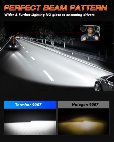 Fahren Termitor 9007/Hb5 Led Headlight Bulbs, 120W 20000 Lumens Bright Led Headlights, 6500K Cool White Led Headlight Conversion Kit Ip68 Waterproof, Quick Installation, Pack Of 2 #TOP2