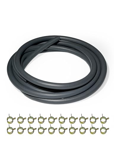 HONTAYOKA 10 Feet 1/5 Inch ID 5.5mm Fuel Line Hose + 20Pcs Clamps for Honda 95001-55008-60M ATV Quad Pit Dirt Bike Go Kart Mini Bike ATV Generator Small Engines Gas Line