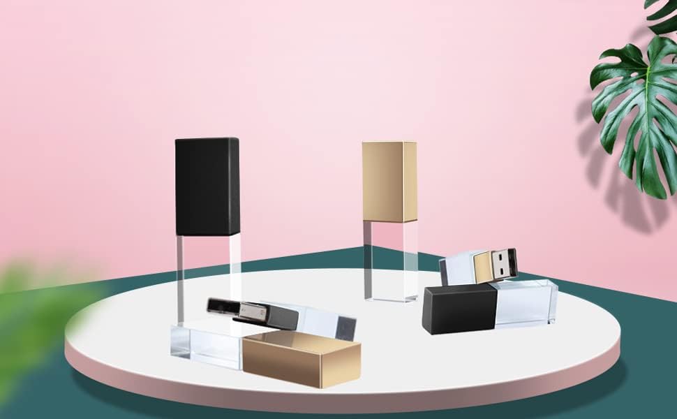 Miniatura 6 de Unidad flash USB 2.0 de 16 GB novedad cristal dorado luz LED transparente forma rectángulo pluma Drive pulgar Drive Memory Stick Memoria USB