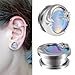 Punk Moon Sun Ear Tunnels Plugs Expander Gauges Stretcher Screw Earrings - Stainless Steel Abstract Face Crescent Reflective Sheeting Double Flared Tunnel Body Piercing Fashion Jewelry for Women Men (1/2
