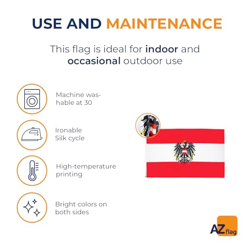Image of AZ FLAG - Austria With Eagle Flag - 3x5 Ft - 100D Polyester Austrian Coat Of Arms Banner with Two Metal Grommets - Fade Resistant - Vivid Colors - 3' x 5' Feet - 150x90 Cm