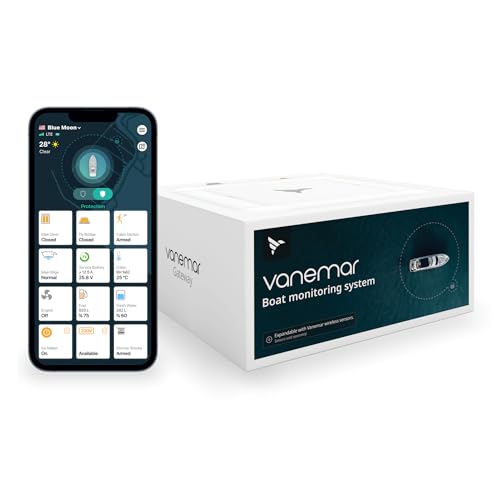 VANEMAR Boat & Yacht Security Alarm System GPS Location Tracking Geofence Battery & Water Level Monitoring, DIY Easy Installation, Waterproof, Universal Boat Compatibility, Wireless Sensor Technology