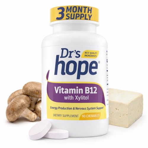 Dr’s Hope Vitamin B12 1000 Mcg, B12 Vitamins 1000 Mcg Help to Increase Metabolism, Energy Production and Nervous System Support, 90 Chewable Tablets - 1 Tablet Per Serving, Non-GMO & Gluten Free