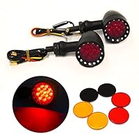 2 Frecce LED Per Moto | Ambra O Rosso | Alluminio | 12V | Stile Vintage Per Cruiser E Cafe Racer - Foto 9