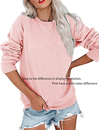 Pgands Women's Cute Crew Neck Sweatshirts Long Sleeve Tunic Tops Loose Casual Pullover Tops #TOP1