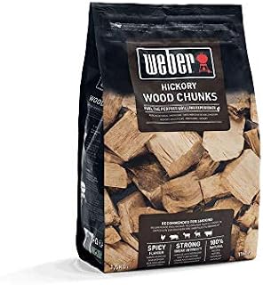 Weber Hickory Wood Chunks | 1.5kg Bag | BBQ Wood Chips | Hardwood Cooking Pellets | Smoking Wood Chunks | Barbeque & Smoker Fuel | 100% Natural Wood Chips for BBQ & Wood Fired Grills (17619)