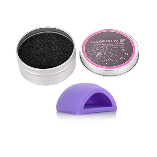 StyleZ Makeup Silicon Brush Egg and Brush Cleaner Sponge, Dry Makeup Brushes Cleaner Eye Shadow or Blush Color Removal Quickly Switch to Next Color (Purple)