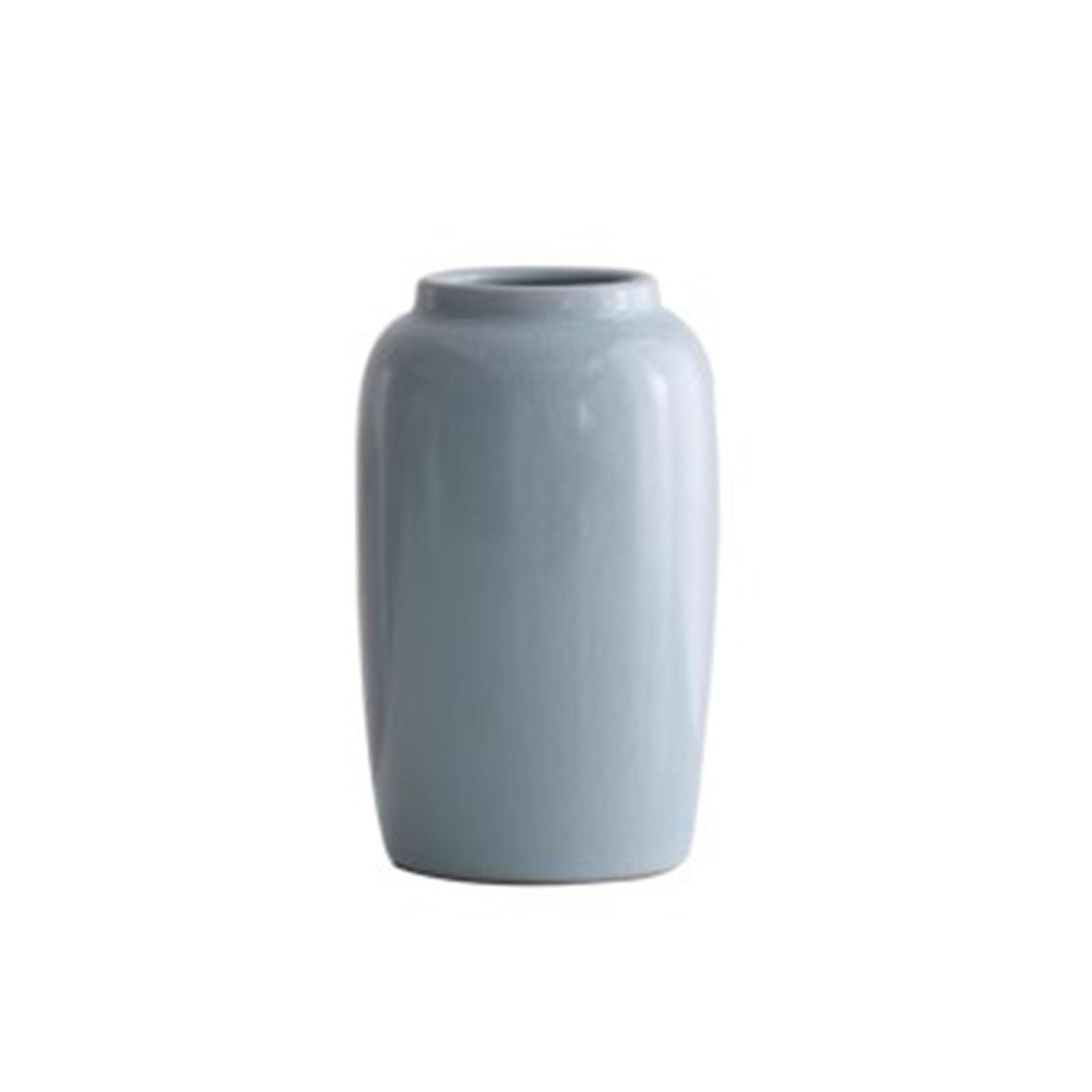 Unique Ceramic Farmhouse Vase Vintage Simple Decorative for Living Room Aesthetic Room Decor(Blue B,7.8 * 7.8 * 14CM)