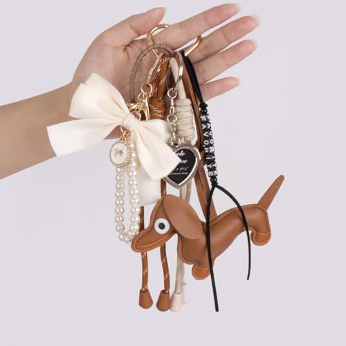 Georgie Porgy Porte-clés Accessoire pour sac à main Pendentif de sac à main Bag Charm Sac à dos d'école Sac de sport mignon Cadeau pour fille (Chien Arc Favorite) – vue 3