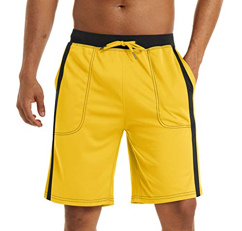 Image of Men's Workout Running Shorts Lightweight Basketball Mesh Shorts Breathable Drawstring Shorts