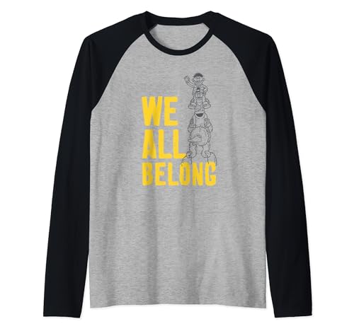 T-shirt Sesame Street Big Bird Cookie Monster raglan baseball We All Belong