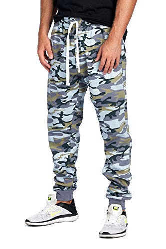 PROGO USA Men's Joggers Sweatpants Basic Fleece Marled Jogger Pant Elastic Waist (Medium, Slade Camouflage)