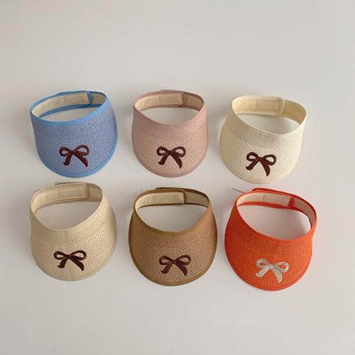 Sun Hats, Kids Wide Brims Empty Top Hat Hats Adjust Head Size Sun Hats with Embroidery Bowknot for Camping3
