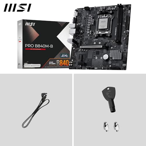 MSI PRO B840M-B Motherboard, mATX - Supports AMD Ryzen 9000/8000 / 7000 Processors, AM5 - DDR5 Memory Boost (8000+ MT/s OC), PCIe 4.0 x16, M.2 Gen4, 2.5G LAN - image 7
