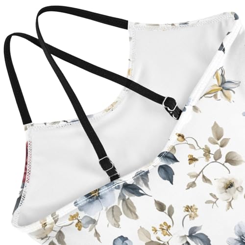 Floral Red Roses Girls One Piece Swimsuit Beach Swimwear 208610364