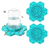 2 Pack Bee Feeder for Mason Jar, Silicone Bee Watering Station, Compatible with Regular and Wide Mouth, Bee Feeders for Hives, Beekeeping Supplies, Bee Waterer for Outside Garden(Blue)
