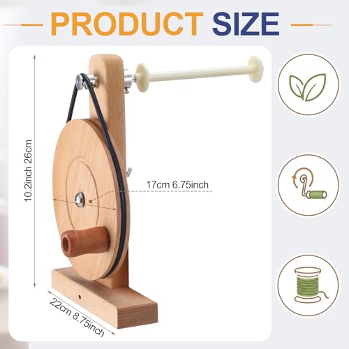 Image of Leinuosen Shuttle Bobbin Winder for Weaving Wooden Silver Beech Hardwood Hand Crank Bobbin Winder for Sewing Weaving Tools for Adults Beginners Handcraft DIY Fiber Yarn Arts Textile Projects