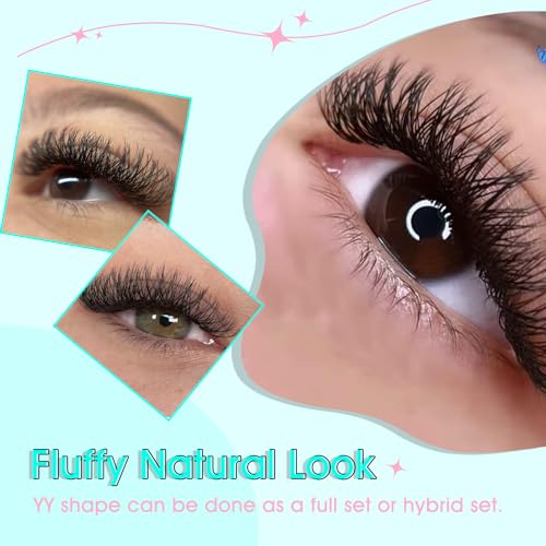 VAVALASH Y Lash Extensions D Curl 0.07mm 8-15mm Mix Tray Easy Premade Volume 4D Fans Eyelash Extension YY Type Natural Volume Lashes Extension Soft Matte Black Lashes (YY-0.07-D-8-15mm)