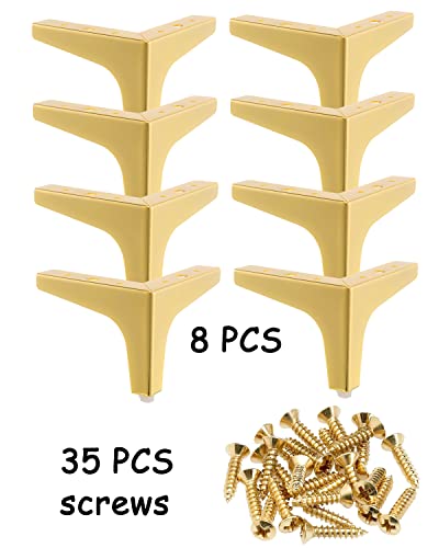 Mildwoo Metal Furniture Legs 4 Inch, 8 Pcs Triangle Furniture Feet Modern Style Furniture Sofa Legs, Heavy Duty Replacement Gold Legs For Cabinet, Cupboard, Table, Sofa, Couch Chair #TOP1