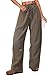 Dokotoo Women's Barrel Casual Striped Pants High Waisted Wide Leg 2026 Spring Fashion Balloon Trousers with Pockets Tapered Dressy Business Casual Work Outfits Cruise Outfits,Brown Stripe Large