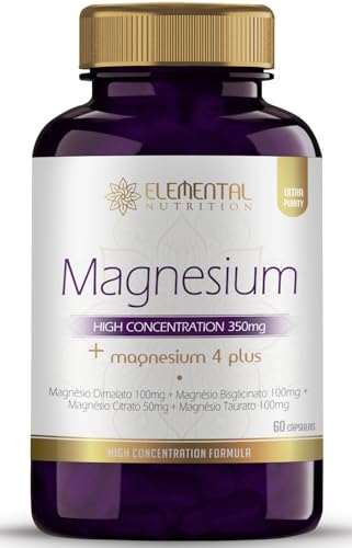 Magnésio four (4) 350mg - Dimalato + Bisglisinato + Taurato + Citrato - Elemental Nutrition