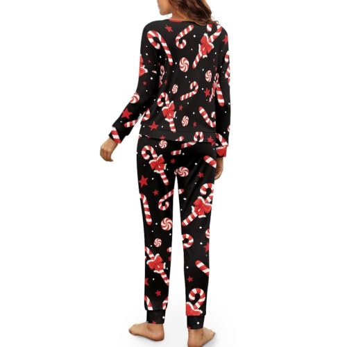 Image of Womens Lounge Set Long Sleeve Soft Pajama Sets | Casual 2 Piece Pj Outfit, Crewneck Sleepwear with Pockets, Adjustable Drawstring, Soft Comfy Fall Pajamas, Plus Size