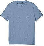 Nautica Men's Solid Crew Neck Short Sleeve Pocket T-Shirt, Deep Anchor Heather, Large