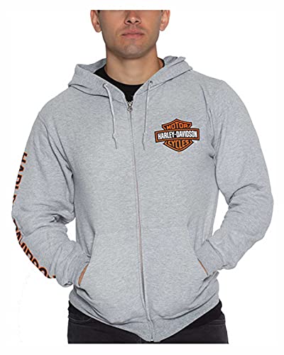 Harley-Davidson Men's Bar & Shield Logo Zip-Up Poly-Blend Hoodie - Heather Gray