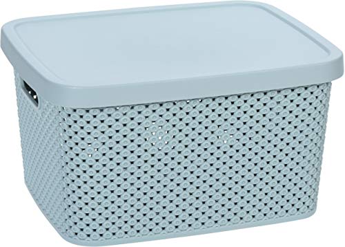 Muddy Hands Diamond Plastic Storage Box with Lid Home Kitchen Bedroom Bathroom Office Stackable Lidded Basket Container (3.5 Litre, Green)