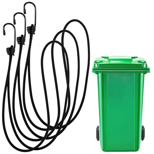 Wheelie Bin Lock, 3 Pcs Wheelie Bin Locks, Heavy-Duty Bi|n Locks Wheelies with Hooks, Prevents Animal Protection Prevents Rubbish, Rubbish Spills & Storm Damage, 60cm Length