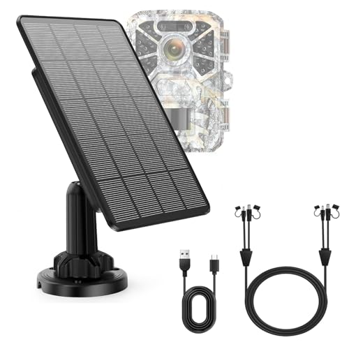 Trail Cameras Solar Panel, 12V Output Solar Panel Kit with 5000 mAh Rechargeable Lithium Battery, Solar Battery Charger for Hunting Game Camera