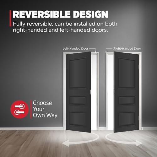 Image of Kwikset Singapore Entry Door Handle with Lock and Key, Secure Keyed Reversible Lever Exterior, For Front Entrance and Bedrooms, Matte Black, Pick Resistant Smartkey Rekey Security and Microban