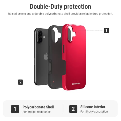 Image of DailyObjects Enamel Bumper MagSafe Case for iPhone 16 Plus Compatible with Mag-Safe Wireless Charging | Red Hybrid Magnetic Back Cover