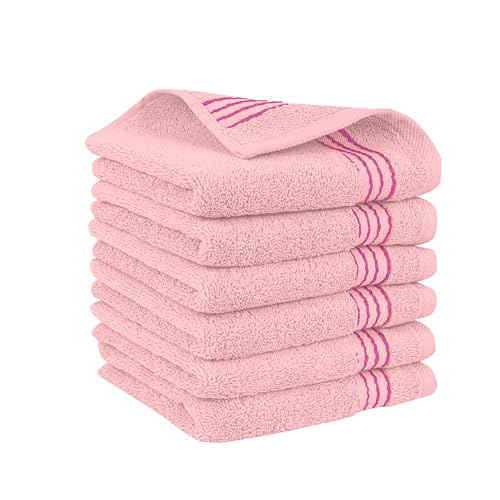 Elegant Comfort Premium Turkish Cotton 6 Pack Washcloths Set - 13 x 13 inch, Luxurious Hotel Spa Quality 100% Turkish Cotton 6PC Washcloth Set - Highly Absorbent - Soft Bathroom Towels, Dusty Rose