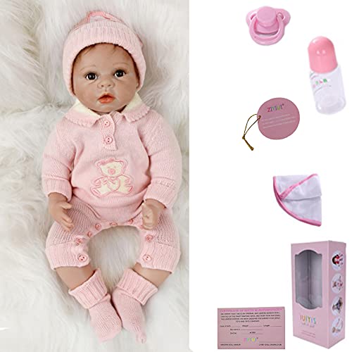 ZIYIUI 55cm 22 Zoll Lebensechte Babypuppe Reborn Puppe Mädchen Realistische Reborn Baby Silikon wie Echte Puppen Toddler Augen offen Neugeborene Babypuppen Spielzeuggeschenke für Kinder