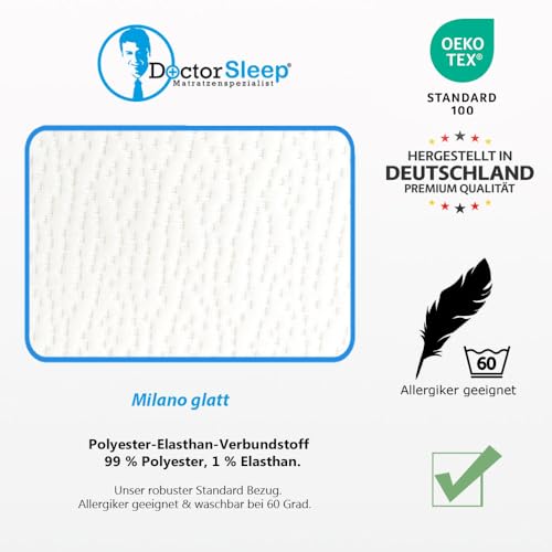 Doctorsleep Medisleep Kaltschaum Rollmatratze Kern 10 cm mit Bezug - Milano glatt, Härtegrad 3 (90...