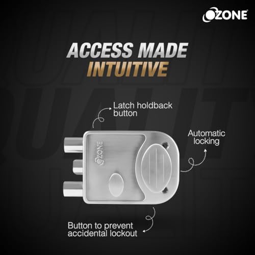 Image of Ozone Night Latch (Single Latch + Double Bolt) for Inside and Outside-Opening Doors | Door Thickness: 30-70mm | (Stainless Steel Finish)