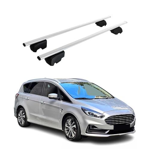 OMAC Dachträger Grundtäger kompatibel mit Ford S-Max 2015-2023 Metall 75kg Silber 2tlg Geschlossene Reling für Fahrradträger, Dachboxen, Skiträger Abschließbar OMAC Dachträger Grundtäger kompatibel mit Ford S-Max 2015-2023 Metall 75kg Silber 2tlg Geschlossene Reling für Fahrradträger, Dachboxen, Skiträger Abschließbar
