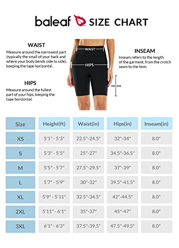 Baleaf Women'S Light Compression Biker Shorts 8 Inch High Waisted Yoga Gym Spandex Shorts Side Pockets Black L thumb #5