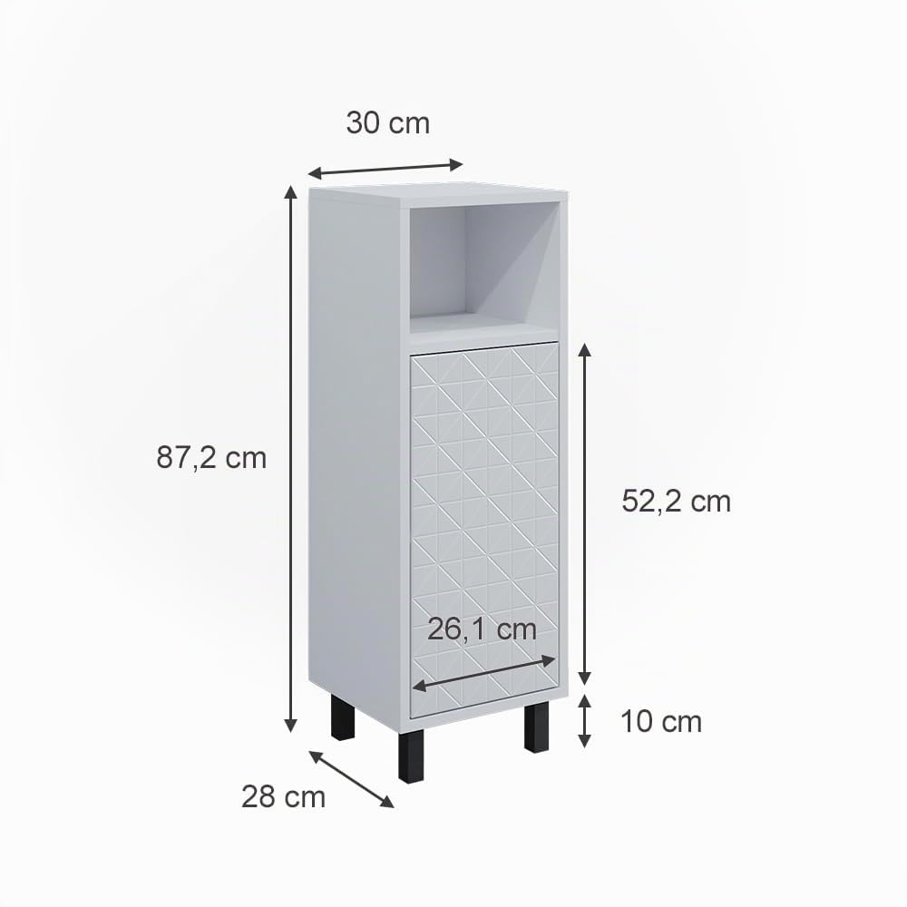 Vicco Midischrank Agasta, Weiß, 30 x 87.2 cm