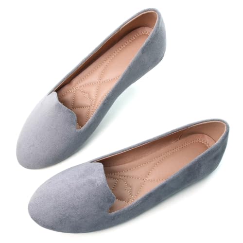 Image of Dear Time Women's Casual Loafers Flats Comfortable Round Toe Dress Shoes Slip On Ballet Flats for Women Work Office Shoes