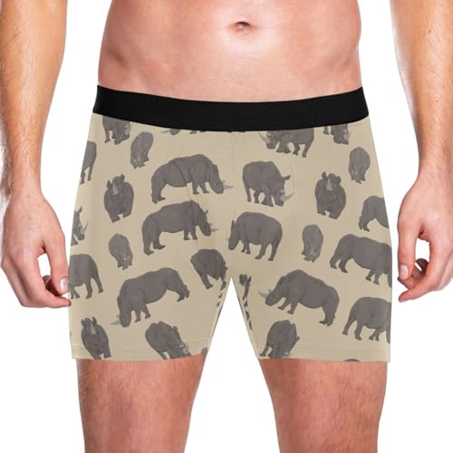 Men's Boxer Briefs Novelty Soft and Breathable with Fly Rhinoceros Underwear for Men2
