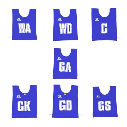 Optimum Mesh Netball Training Bibs -Perfect for Netball, Football, Rugby - Seniour Size. Pack of 7, Blue