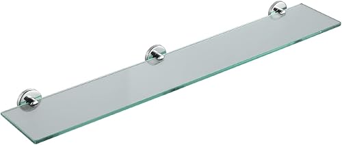 Miniatura 8 de JQK Estante de vidrio para baño cromado, almacenamiento de ducha de vidrio templado 30 por 5 pulgadas, montaje en pared cromado pulido de acero