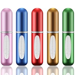 Leikedun 5 PCS 5ml Perfume Atomiser Refillable Bottles, Portable Mini Spray Travel Bottle with Visual Window Perfume Travel Bottle for Purse Handbag Pocket Luggage – Holiday Essentials