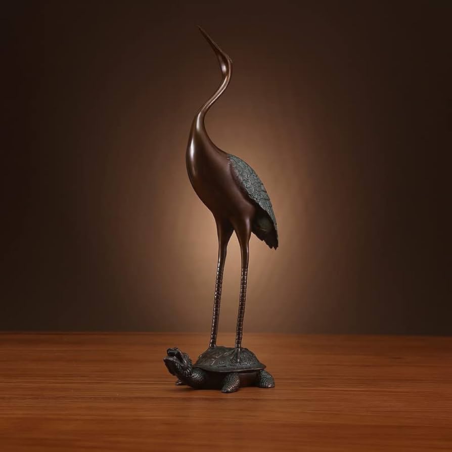 Amazon.co.jp: MOZART 真鍮の亀と鶴の長寿の亀と鶴の置物鶴の